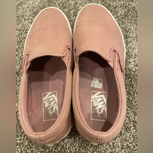 Vans  Classic Slip-On Herringbone Shoes Pink Mauve and White