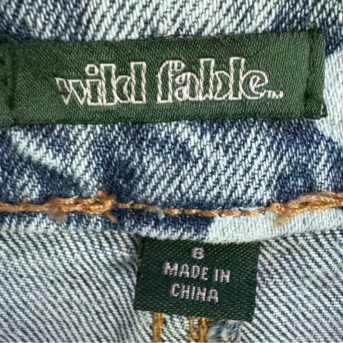 Wild Fable Jeans Size 6 Highest Rise Extreme Flare Light Wash Flowers Raw Hem