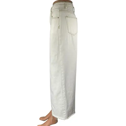 White Fox Women's White High Waisted Split Front Midi Denim Jean Skirt Size XS