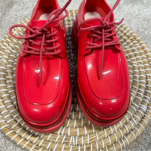 Melissa Shifter Rubber Platform Lace Up Oxford Derby Shoes in Coral Red Size 5