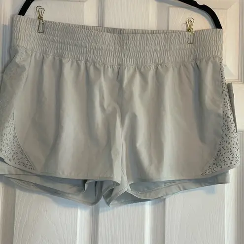 Mondetta Running Shorts Athletic Leopard Print Trim Activewear Gray L