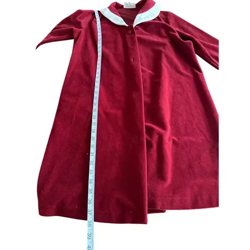 Vanity Fair Vintage Burgundy Velvet Robe With White Collar Size 12