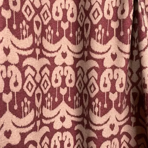 prAna Twist Front Faux Wrap Dress Ikat Print 3/4 Sleeve Stretch Size Large