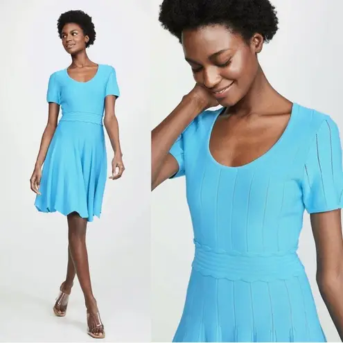 Shoshanna • Jonetta Knit Dress fit & flare turquoise scallop hem scoop neck