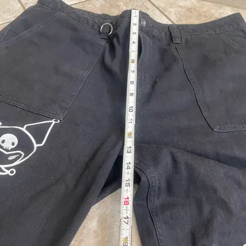 Hot Topic X Sanrio Kuromi Belt Chain Carpenter Pants 100 % Cotton Size 22 Black