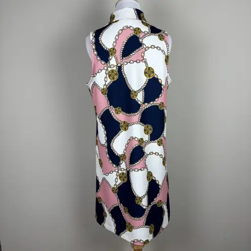 Boston Proper Dress Medium Equestrian Chain Print Short 1/4 Zip Sporty Mod Tunic