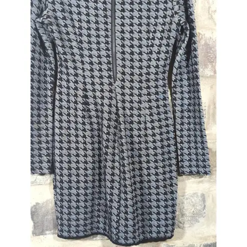 P. Luca Milano Dress Woman's Large Gray Black Houndstooth Mini Fitted Preppy