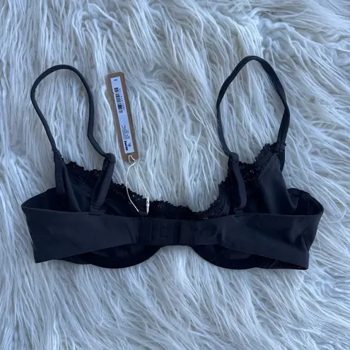 SKIMS Fits Everybody Lace Demi Underwire Bra Onyx Size 34C