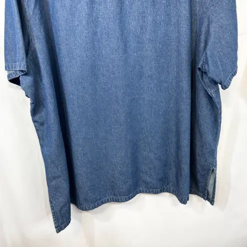 VTG Bridgewater Plus Size 28W Denim Top Button Down Short Sleeve Y2K Western 344 Blue
