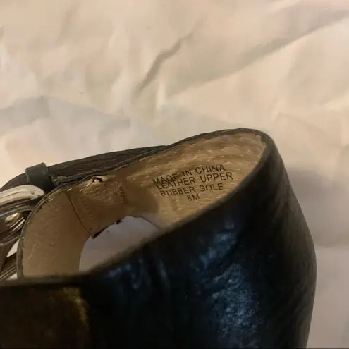 NWOT MICHAEL Michael Kors Downtown Leather Moto Bootie Sandals Black Size 8