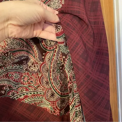 Soft Surroundings Merlot Aideen Mixed Print Long Sleeve Maxi Dress