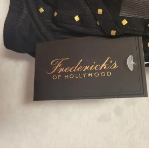 Frederick's of Hollywood NWT Rozlyn Black & Gold Stud Underwire Sheer Bra - 32DD