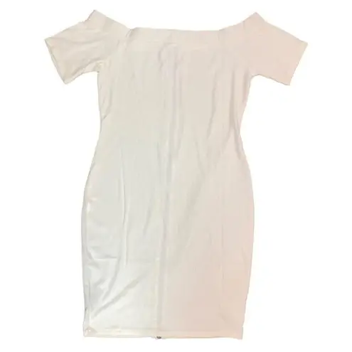 Soncy Women's Plus Size 22/24 (3) Off Shoulder Double Zip Dress White NWT