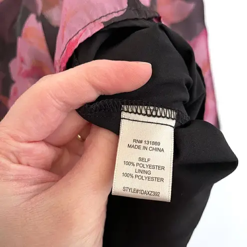 THIRTY THIRTY LA Plum Purple Pink Floral Shiny Square Neck 3/4 Sleeve Blouse S