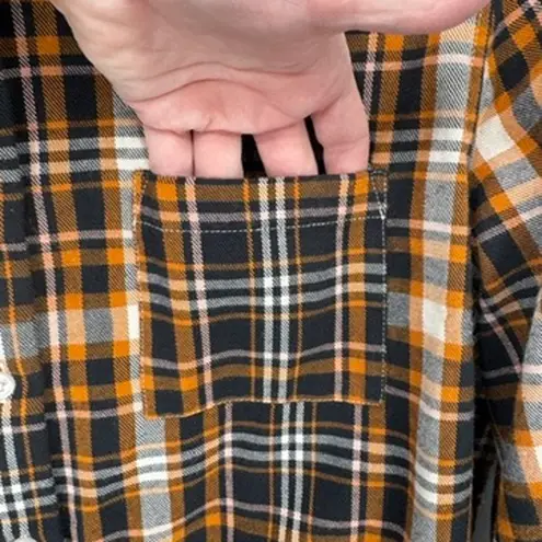 Garnet Hill Garnet Hill Grunge Flannel Button-up Shirt Womens 10 Cotton Blue Plaid