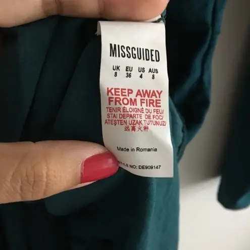 Missguided New green satin wrap mini dress