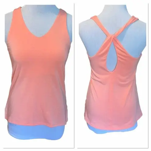 Athleta  Women Tank Top Racer Back Twist Keyhole XXS Coral Peach Athletic Top