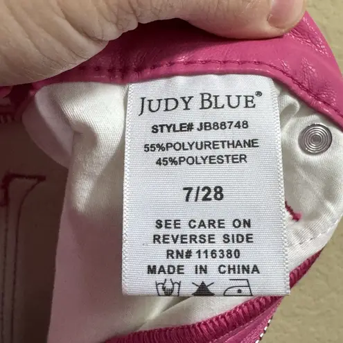 Judy Blue Hot Pink Faux Leather High Rise Straight Leg Pants Womens 7/28 JB88748 - Image 11
