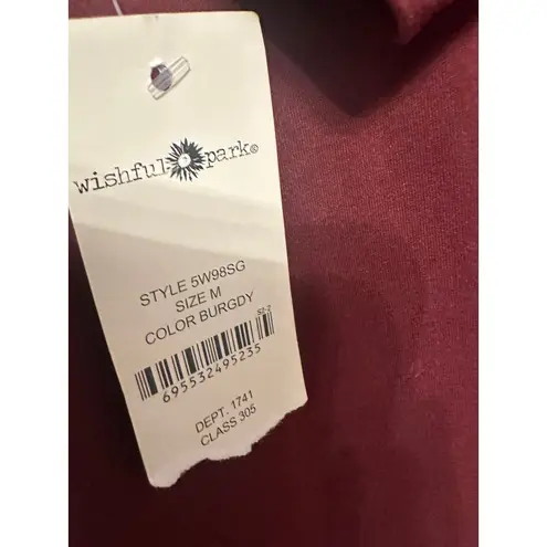 Wishful park  Cold Shoulder Mini Dress Tunic Burgundy Solid Scoop Neck Size M NWT