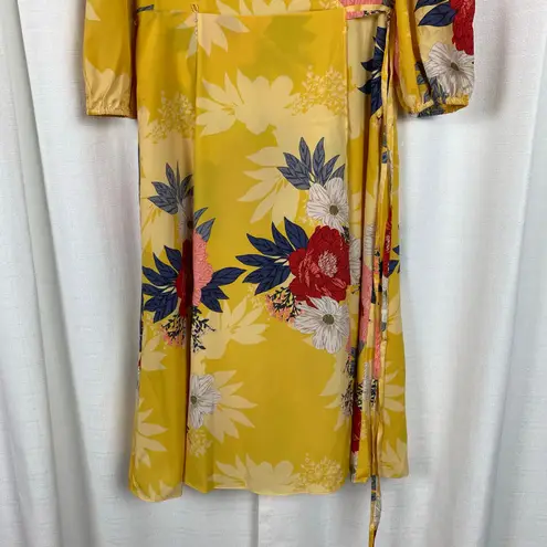 Eliza J Yellow Floral Midi Dress Sz.8