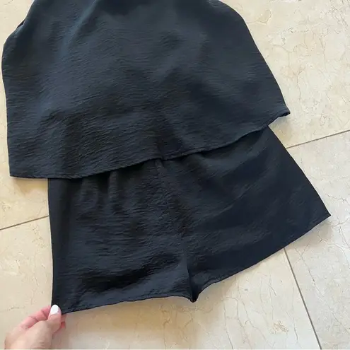 Vestique  Black Silky Romper Sz Medium Short