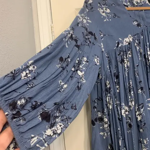 Mod X Boho Extra Pleated Long Sleeve Blue Blouse/Mini 1X Dress. 1971