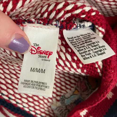 Disney Vintage adult Winnie the Pooh‎ red navy cream knit beanie winter hat medium