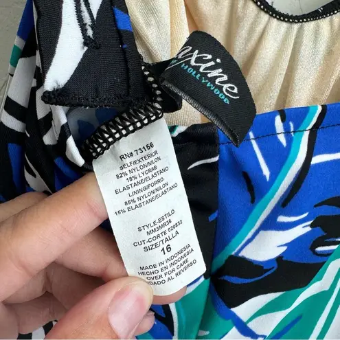 Maxine of Hollywood  Swim One Piece Blue Green Black White Tropical Leah NWT