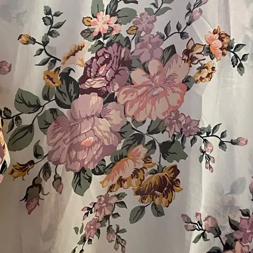 Wallflowers Women’s Open Front Kimono Robe L Large White With Floral Pattern