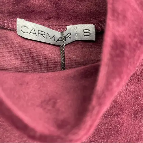 CARMAR SHIMMERY BURGUNDY VELVET MOCK TURTLENECK