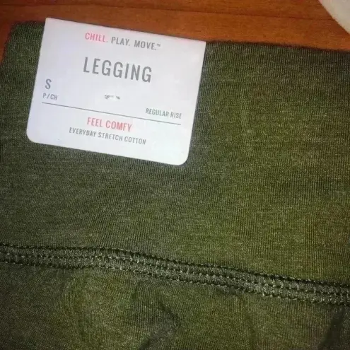 Aerie  leggings full length army green cotton sz S NWT
