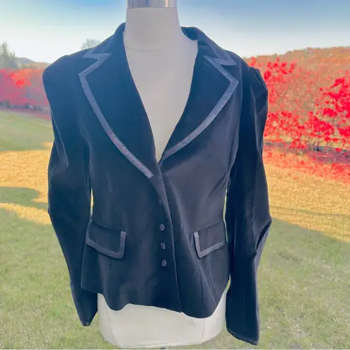 Nicky Hilton Black Velvet Puff Sleeve Blazer Jacket, Size M Size M