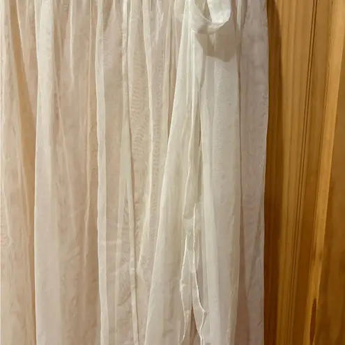 Elegant Off White Sheer Tie waist bathing suit cover up size L Size L