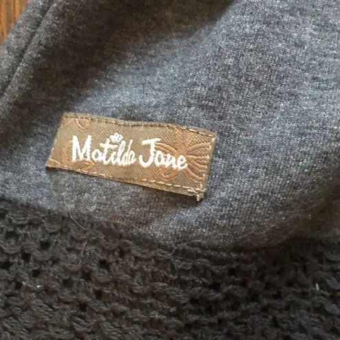 Matilda Jane Grey Full Zip Floral Lined Hoodie with Tiered Sweatshirt Sz MD