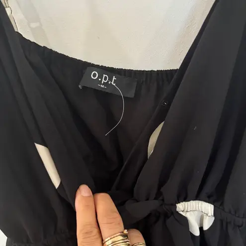 O. P. T Cava Black and White Polka Dot Tiered Midi Dress NEW Size M