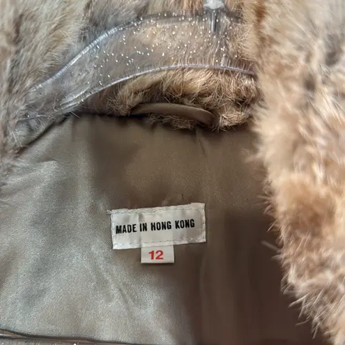 Vintage Rabbit Fur Jacket from the 80s size made in Hong Kong small Tan - Image 2