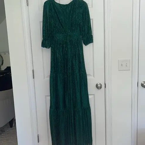 Tularosa NWT Revolve  Jainey Metallic Plisse Teal Green‎ Blue Maxi Dress