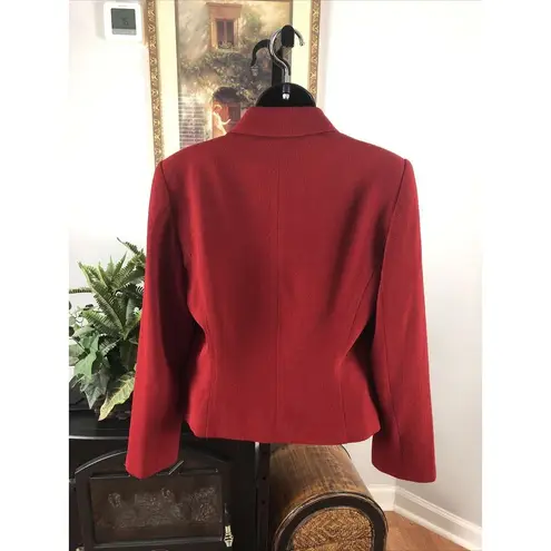 Harve Bernard Womens Collar Lapel Long Sleeve Three Button Jacket Red Size 8