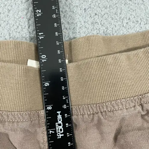 Stem Linen Wide Leg Pants Women L Tan Elastic Waist Coastal Beach Brown Size L