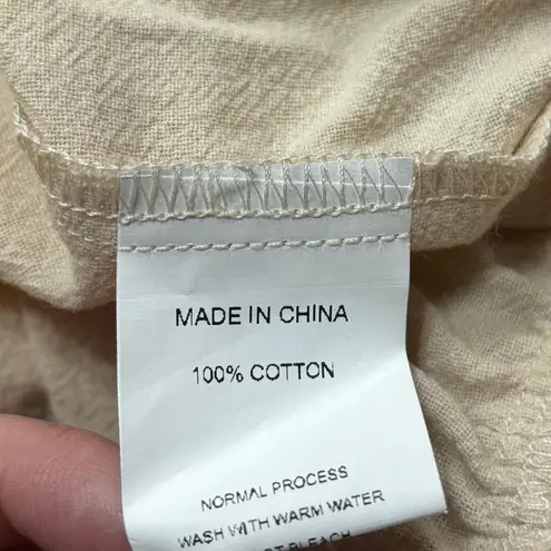 Simplee Apparel Simplee Smocked Dress Size Medium NWT Tan Boho Midi Ruffle Sleeve Summer Cotton - Image 8