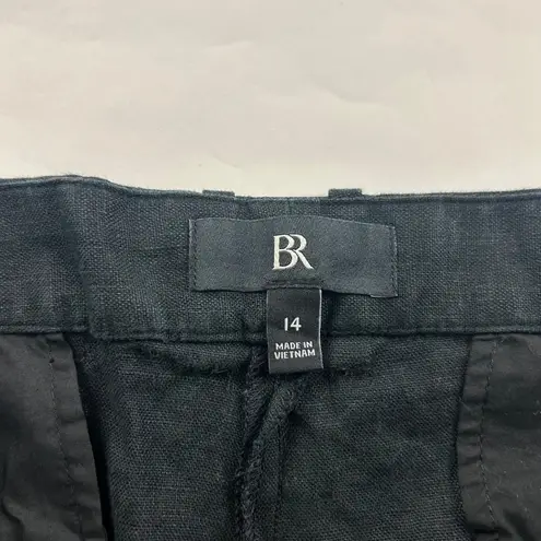Banana Republic  Black Linen Blend High Rise Relaxed Leg Trouser Pant 14