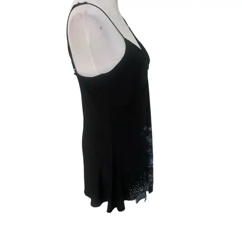 Libian USA Y2K Whimsygoth Sparkly Floral Print Mini Dress Black Size Large Fairy