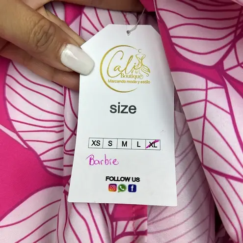 NWT Sun Dress Tropical Print Pink/White Sz XL Short Sleeve