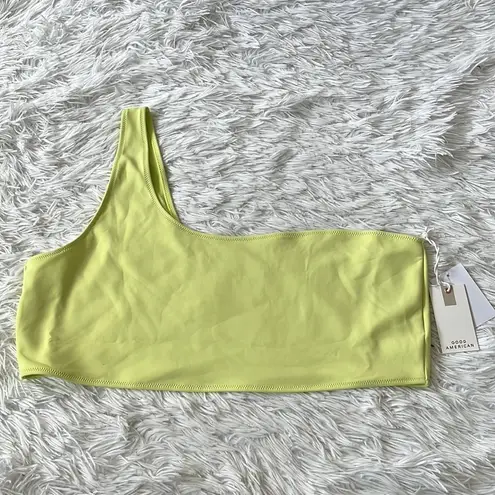 Good American  Women’s Scuba Hot Shoulder bikini top in key lime001 size 7