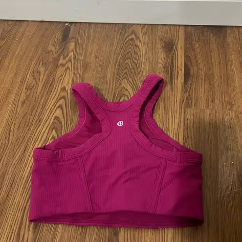 Lululemon  Magenta Purple Ribbed Nulu High-Neck Yoga Bra Size 4 US $68