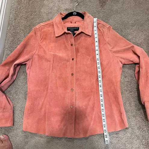 Bernardo Dusty Rose Velvet Button-Down Shirt Fitted Collared Blouse-SZ 16