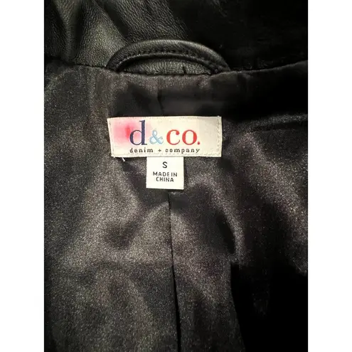 Denim & Co Vintage Black Leather Jacket Zip Up Fitted Work Jacket Blazer Formal