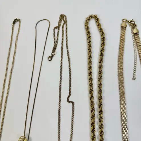 Source Unknown Gold Tone Lot Set of 5 Costume Jewelry Necklaces Bundle
