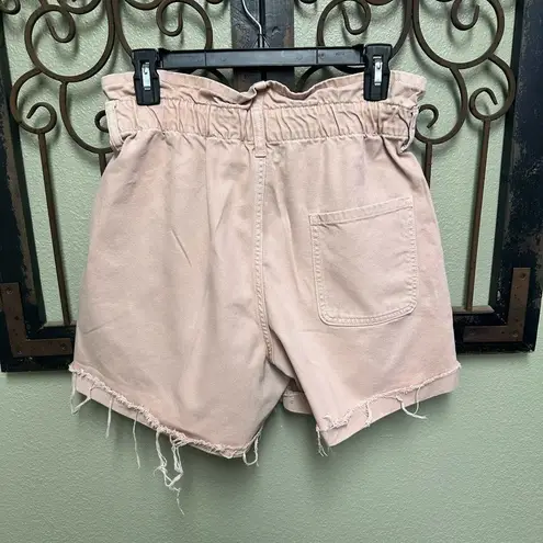 ZARA  blush pink denim paper bag high rise shorts