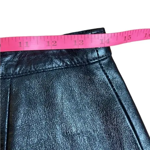 70s Vintage Leathercare Process Black Leather Midi Skirt Medium